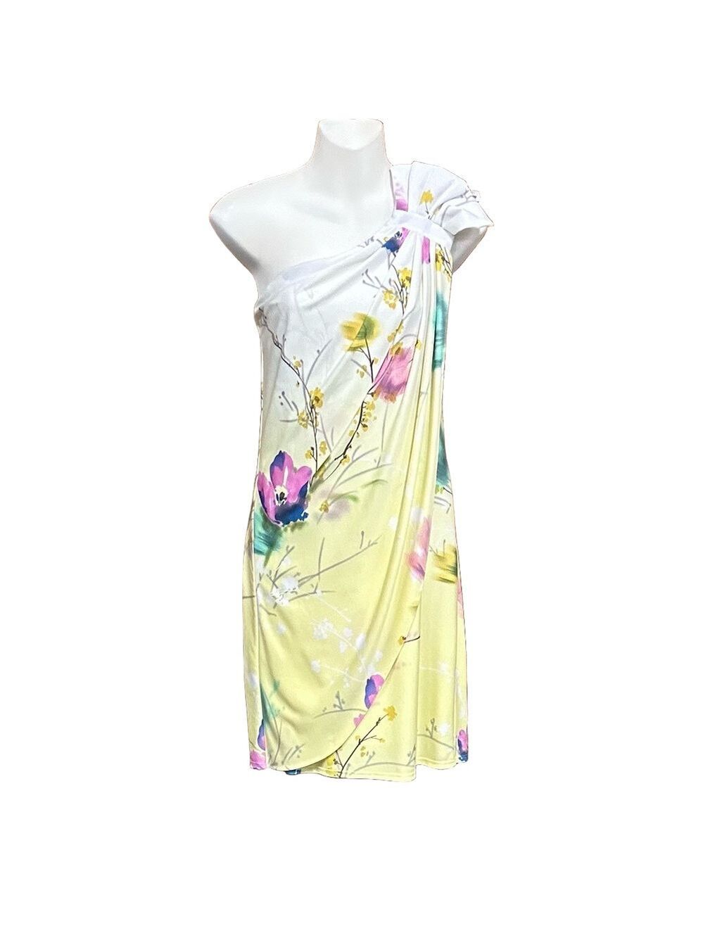 Le chateau floral one shoulder sheath stretch dress Medium butter yellow